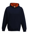 AWDis JH03J Kids varsity hoodie - New French Navy/Fire Red