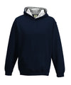 AWDis JH03J Kids varsity hoodie - New French Navy/Heather Grey