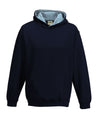 AWDis JH03J Kids varsity hoodie - New French Navy/Sky Blue