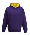 AWDis JH03J Kids varsity hoodie - Purple/Sun Yellow