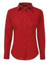 Premier PR300 - Ladies Poplin Long Sleeved Blouse — Red