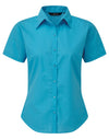 Premier PR302 - Ladies Poplin Short Sleeved Blouse — Turquoise