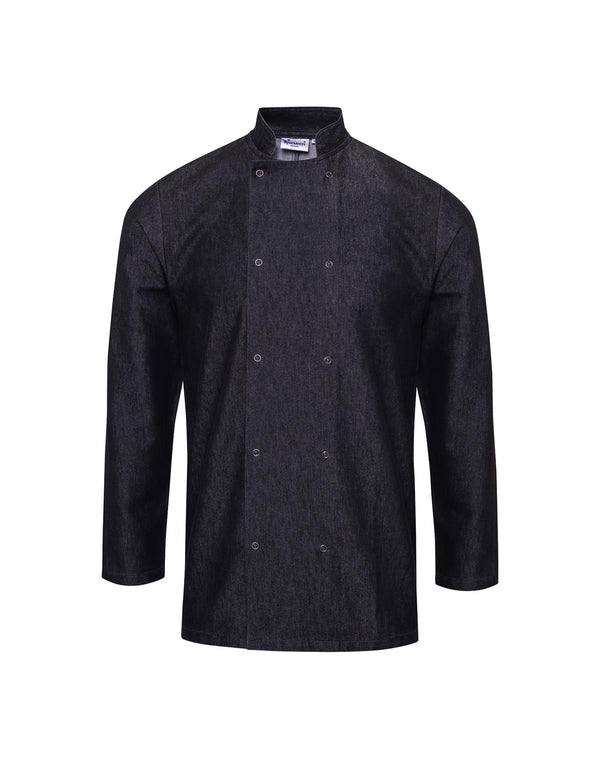 Premier PR660 - Denim Chef's Jacket — Black Denim