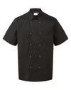 Premier PR664 - Studded Front Short Sleeve Chef's Jacket — Black