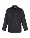 Premier PR665 - Studded Front Long Sleeve Chef's Jacket — Black