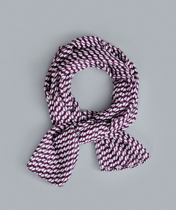Disley Patterned Scarf — Aubergine/White