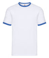Fruit of the Loom SS168 Ringer T — White/Royal Blue