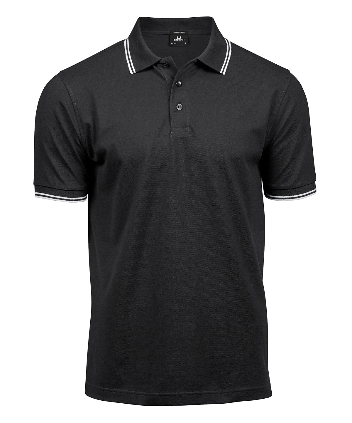 TEE JAYS TJ032 Luxury stripe stretch polo (1407) - Black/White