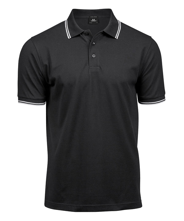 TEE JAYS TJ032 Luxury stripe stretch polo (1407) - Black/White