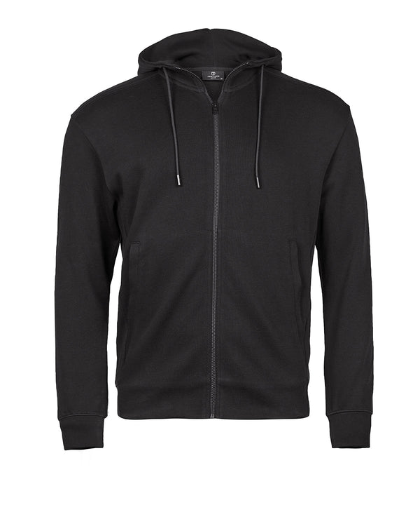 TEE JAYS TJ059 Ribbed interlock hooded full-zip (5508) - Black