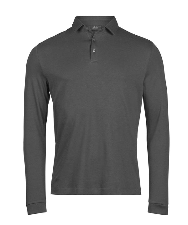 TEE JAYS TJ127 Pima cotton long-sleeve polo (1442) - Black