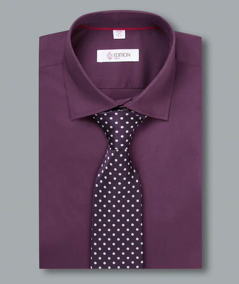 Disley Spot Tie — Aubergine/White Spot