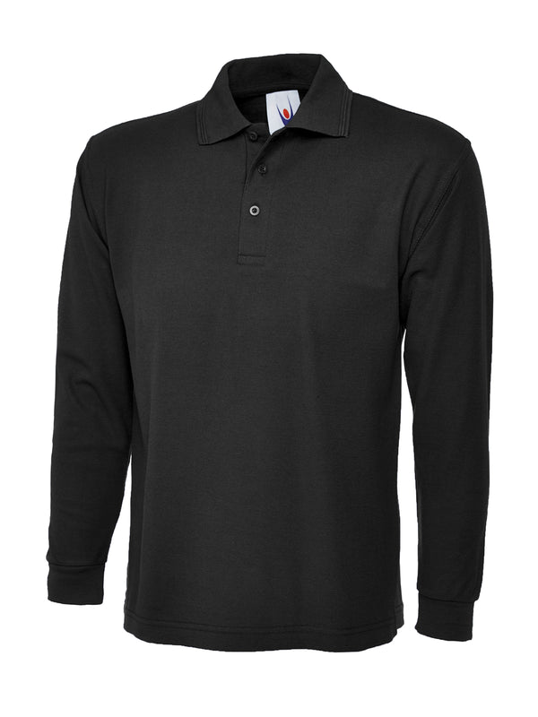Uneek UC113 - Long Sleeve Classic  Polo Shirt 220gsm — Black