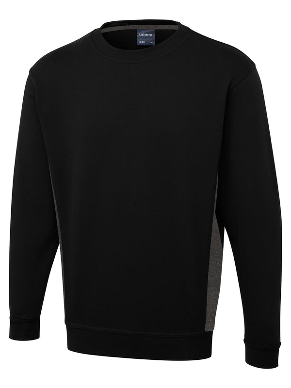 Uneek UC217 - Two Tone Sweatshirt – Black/Charcoal