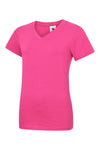 Uneek UC319 180GSM - Ladies Classic V-Neck Tee Shirt — Hot Pink