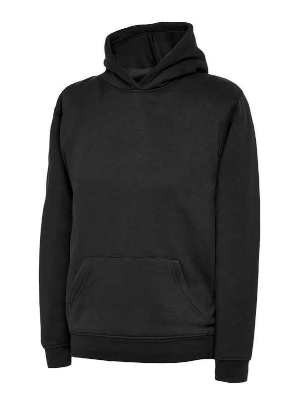 Uneek UC503 - Childrens Classic Hooded Sweatshirt 300GSM — Black