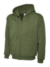 Uneek UC504 - Full Zip Hooded Sweatshirt 300gsm — Olive Green