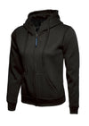 Uneek UC505 - Ladies Classic Full Zip Hooded Sweatshirt 300gsm — Black