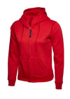 Uneek UC505 - Ladies Classic Full Zip Hooded Sweatshirt 300gsm — Red