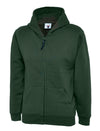 Uneek UC506 - Childrens Classic Full Zip Hooded Sweatshirt 300GSM — Bottle Green