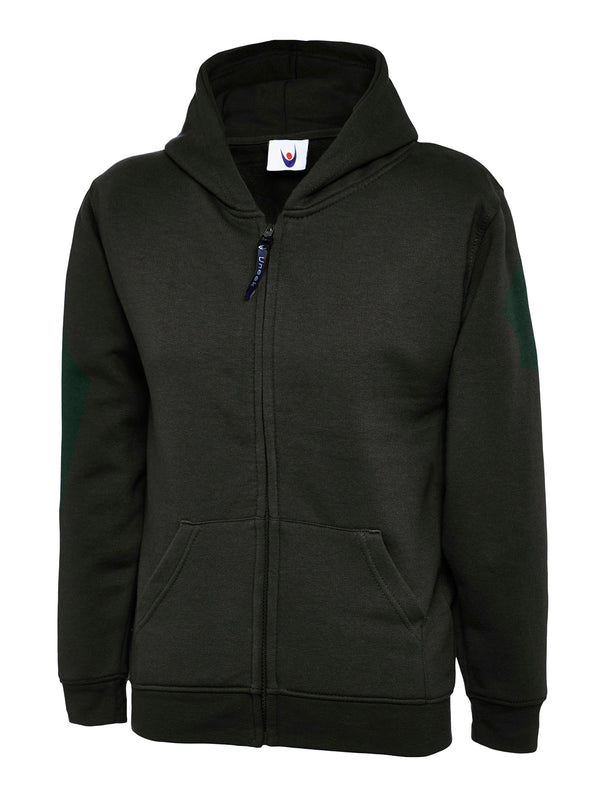 Uneek UC506 - Childrens Classic Full Zip Hooded Sweatshirt 300GSM — Black