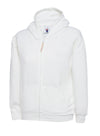 Uneek UC506 - Childrens Classic Full Zip Hooded Sweatshirt 300GSM — White