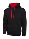 Uneek UC507 - Contrast Hooded Sweatshirt 300gsm — Black / Red