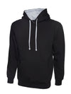 Uneek UC507 - Contrast Hooded Sweatshirt 300gsm — Black / Heather Grey