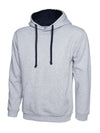 Uneek UC507 - Contrast Hooded Sweatshirt 300gsm — Heather Grey / Navy Blue