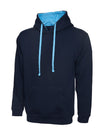 Uneek UC507 - Contrast Hooded Sweatshirt 300gsm — Navy Blue / Sky Blue