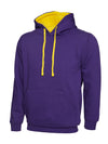 Uneek UC507 - Contrast Hooded Sweatshirt 300gsm — Purple / Yellow