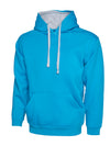 Uneek UC507 - Contrast Hooded Sweatshirt 300gsm — Sapphire Blue / Heather Grey
