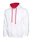 Uneek UC507 - Contrast Hooded Sweatshirt 300gsm — White / Fuchsia