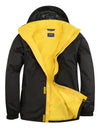 Uneek UC621 - Deluxe Outdoor Jacket — Black / Submarine Yellow