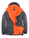Uneek UC621 - Deluxe Outdoor Jacket — Deep Grey and Fiery Orange