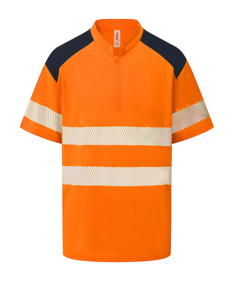 Yoko YK053 Hi-vis mandarin collar zip neck comfort trim polo (HVJ230)