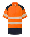 Yoko YK053 Hi-vis mandarin collar zip neck comfort trim polo (HVJ230)