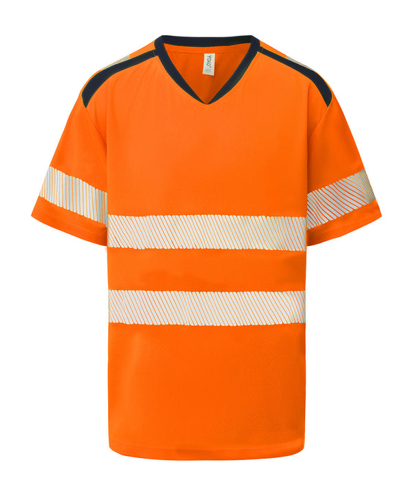 Yoko YK054 Hi-vis mandarin collar comfort trim t-shirt (HVJ430)