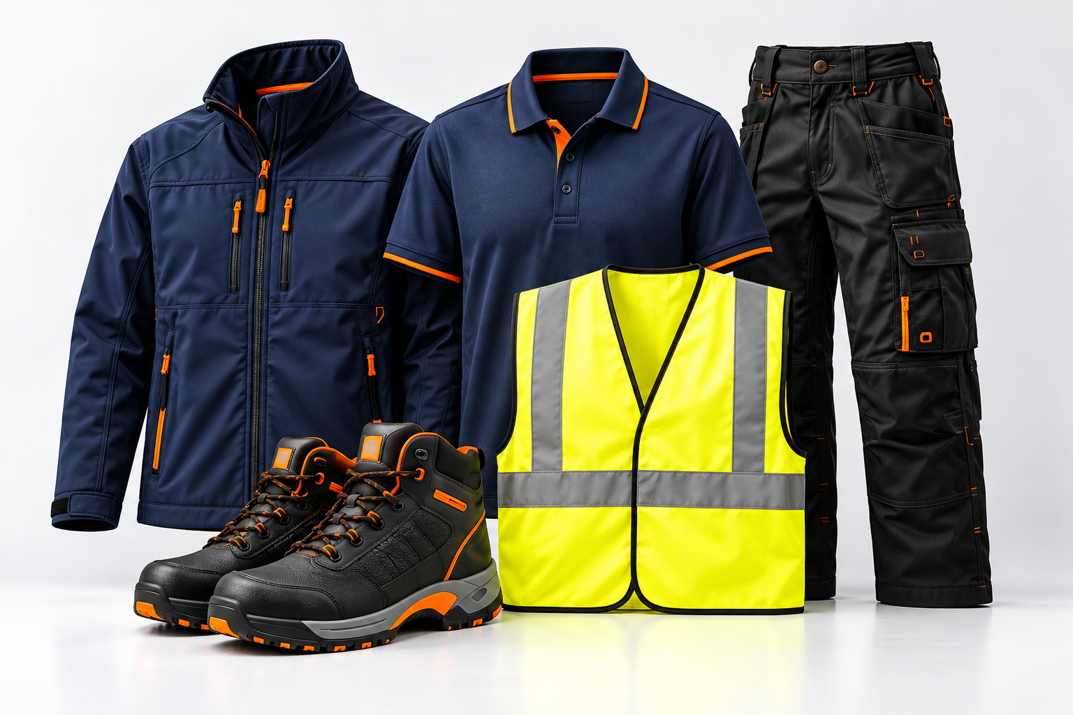 Coordinated workwear, hi-vis and safety footwear