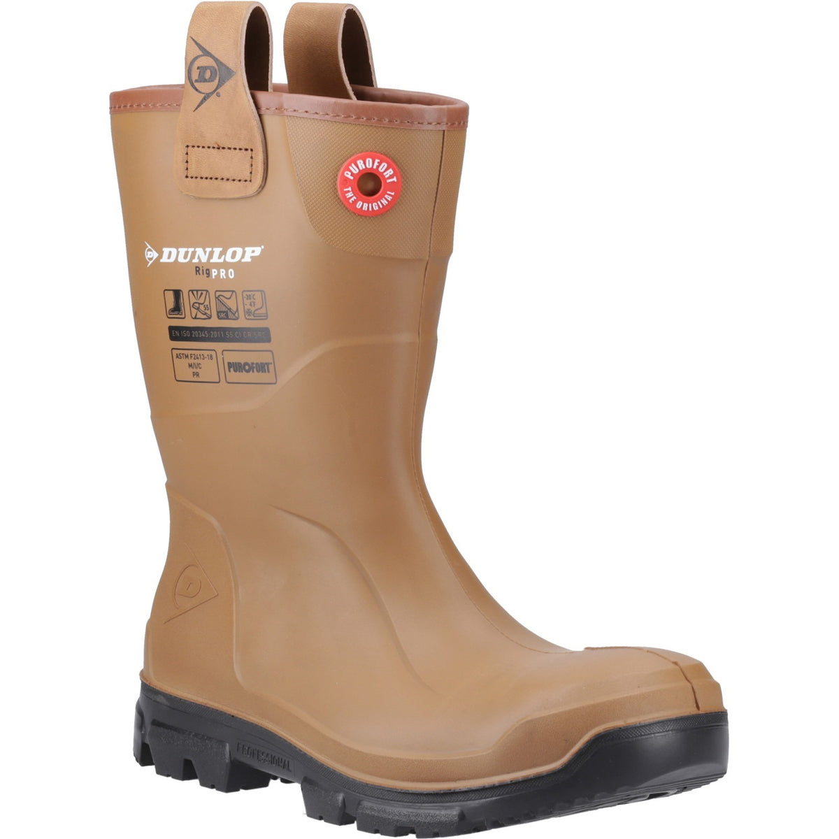 Dunlop Purofort RigPRO Full Safety Synthetic Fur lining Wellington — Brown/Black