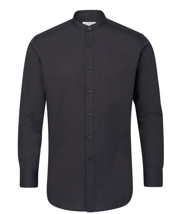 Disley Williams Grandad Collar Shirt — Black — Long Sleeve